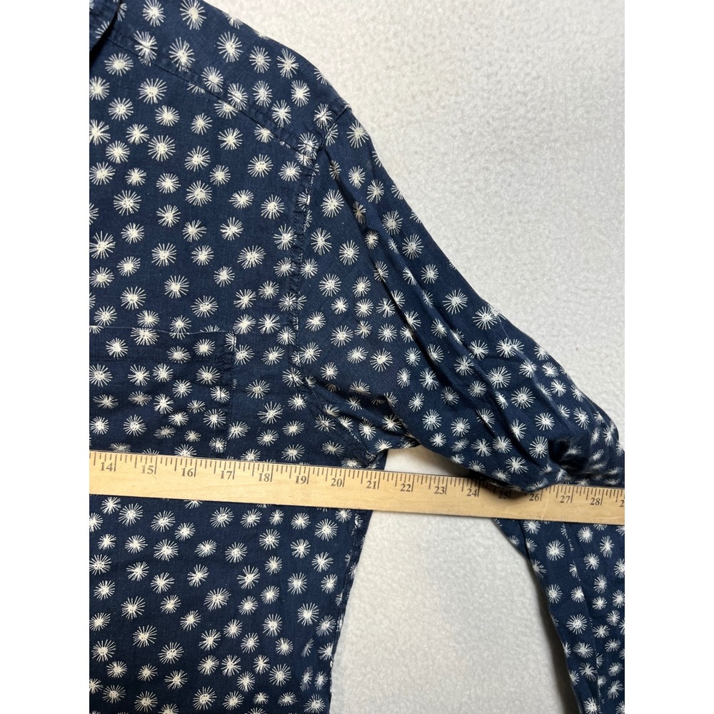 Thought Mens Navy Blue Hemp Organic Cotton Sunburst Print Long Sleeve Shirt S - Picture 7 of 13